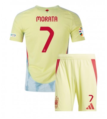 Spanien Alvaro Morata #7 Bortatröja Barn EM 2024 Kortärmad (+ Korta byxor)